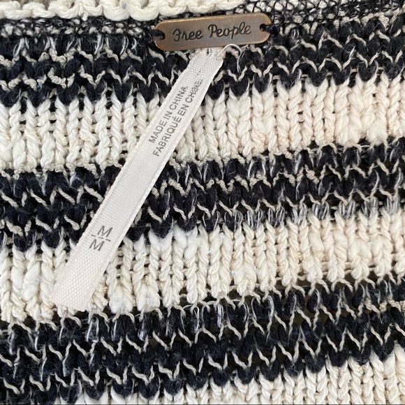 Free People Striped Spells Trouble Oversized V-neck Knit Top - Picture 7 of 8